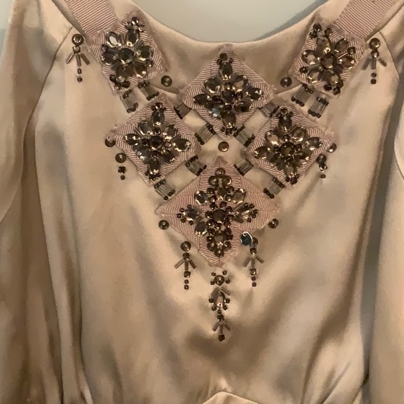 SILK TOP BEAUTIFUL REBECCA TAYLOR BEJEWELED CHAMPAGNE COLOR 8 - Picture 4 of 9
